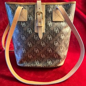 Amazing Dooney and Bourke monogram coated canvas bucket bag